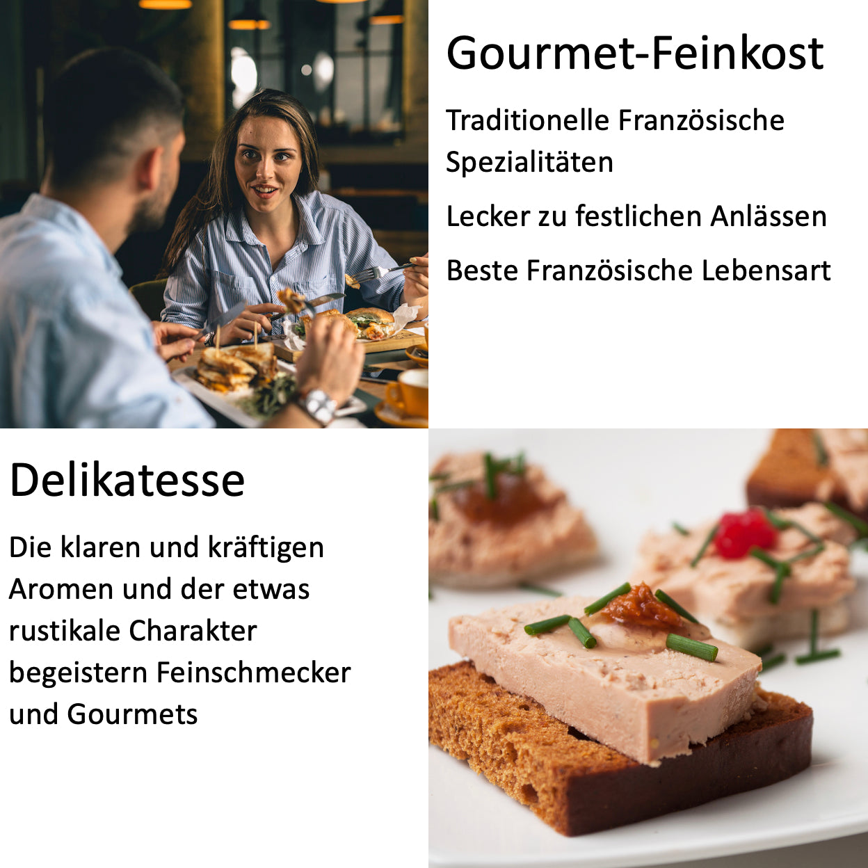 Geschenkset mit 5 franz. Delikatessen aus dem Périgord. Mit Terrinen, Rillettes und Pastete