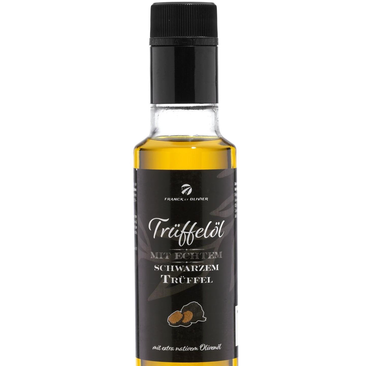 Truffle oil with real black truffle - based on extra virgin olive oil. For sauces and to refine dishes. Suitable for a vegan diet
