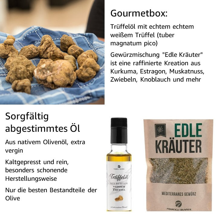 Echtes weißes Trüffelöl und Gewürzmischung "Edle Kräuter".