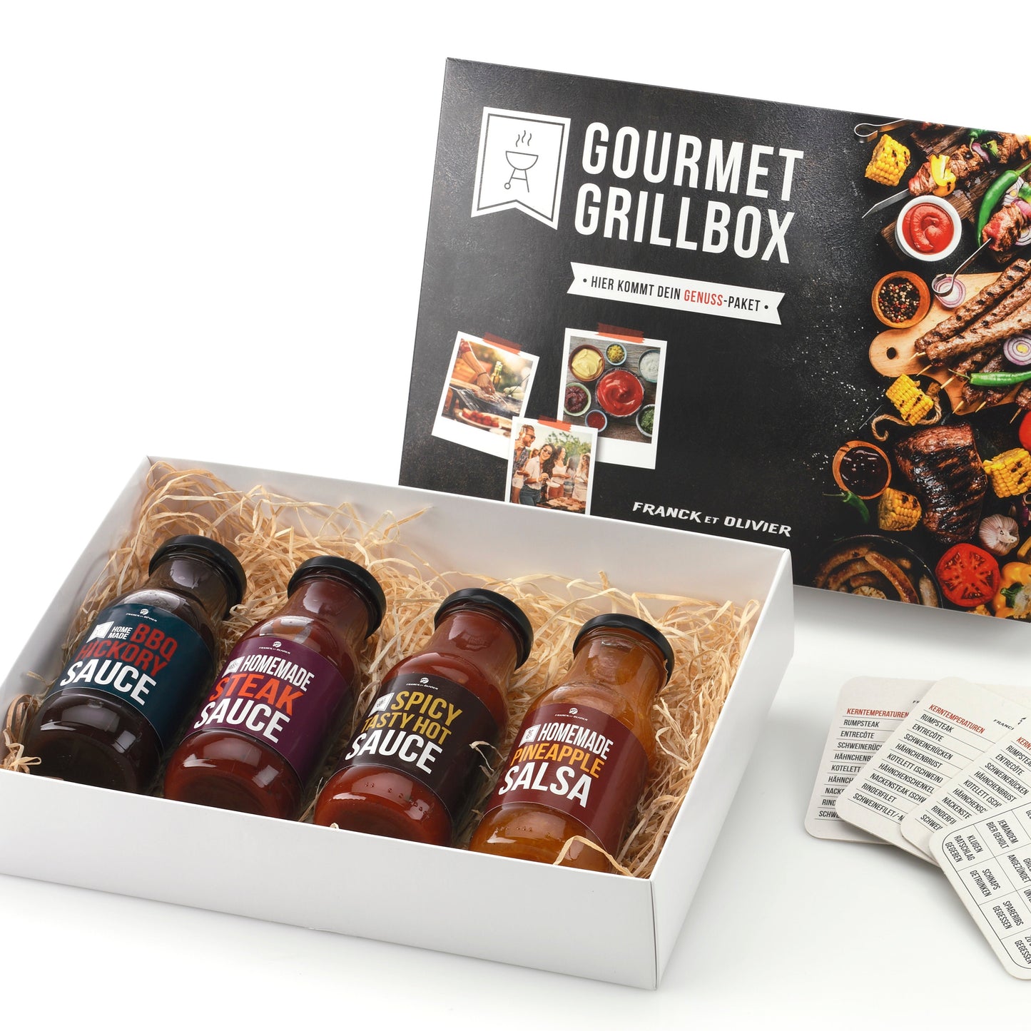 4 BBQ-Saucen: Hickory, Spicy, Steak, Pineapplesauce und Grillbingo