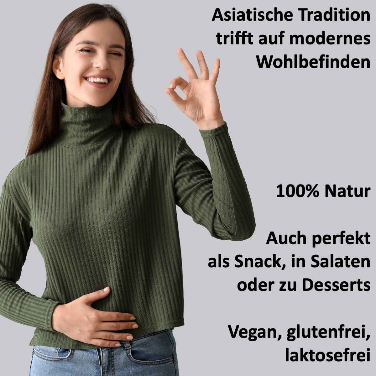 54 fermentierte grüne Pflaumen. Traditionelles Rezept. Umhüllt von Macha-Pulver