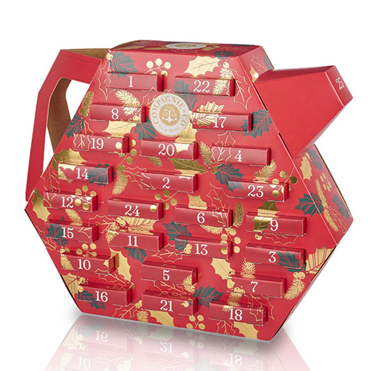 Gourmet Tee-Adventskalender aus Frankreich. Design mit Goldschnitt