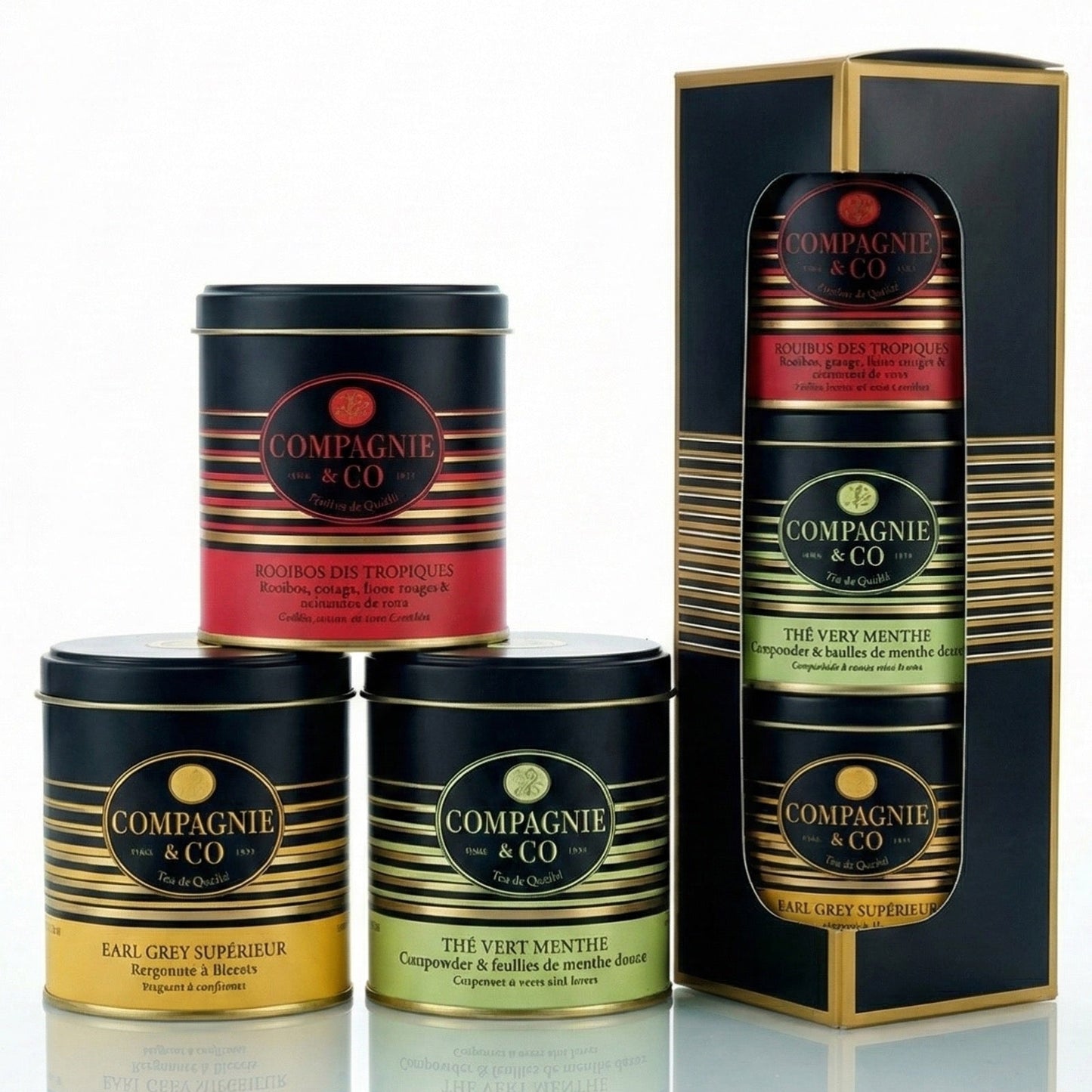 Tee-Geschenkset mit Earl Grey Superior, Rooibos & Grüner Tee a la Menthe