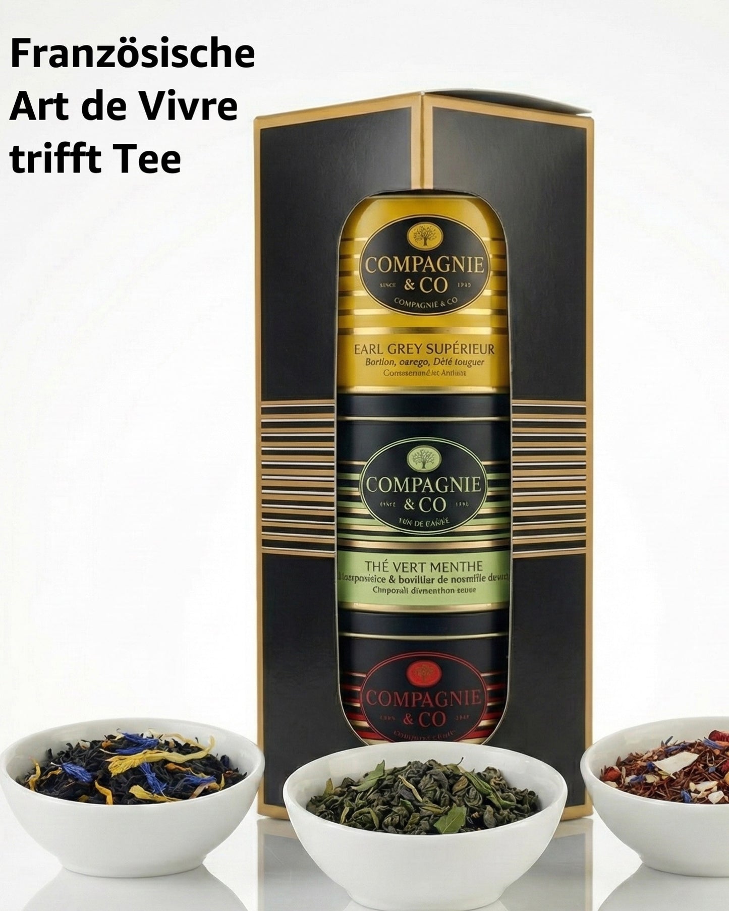 Tee-Geschenkset mit Earl Grey Superior, Rooibos & Grüner Tee a la Menthe